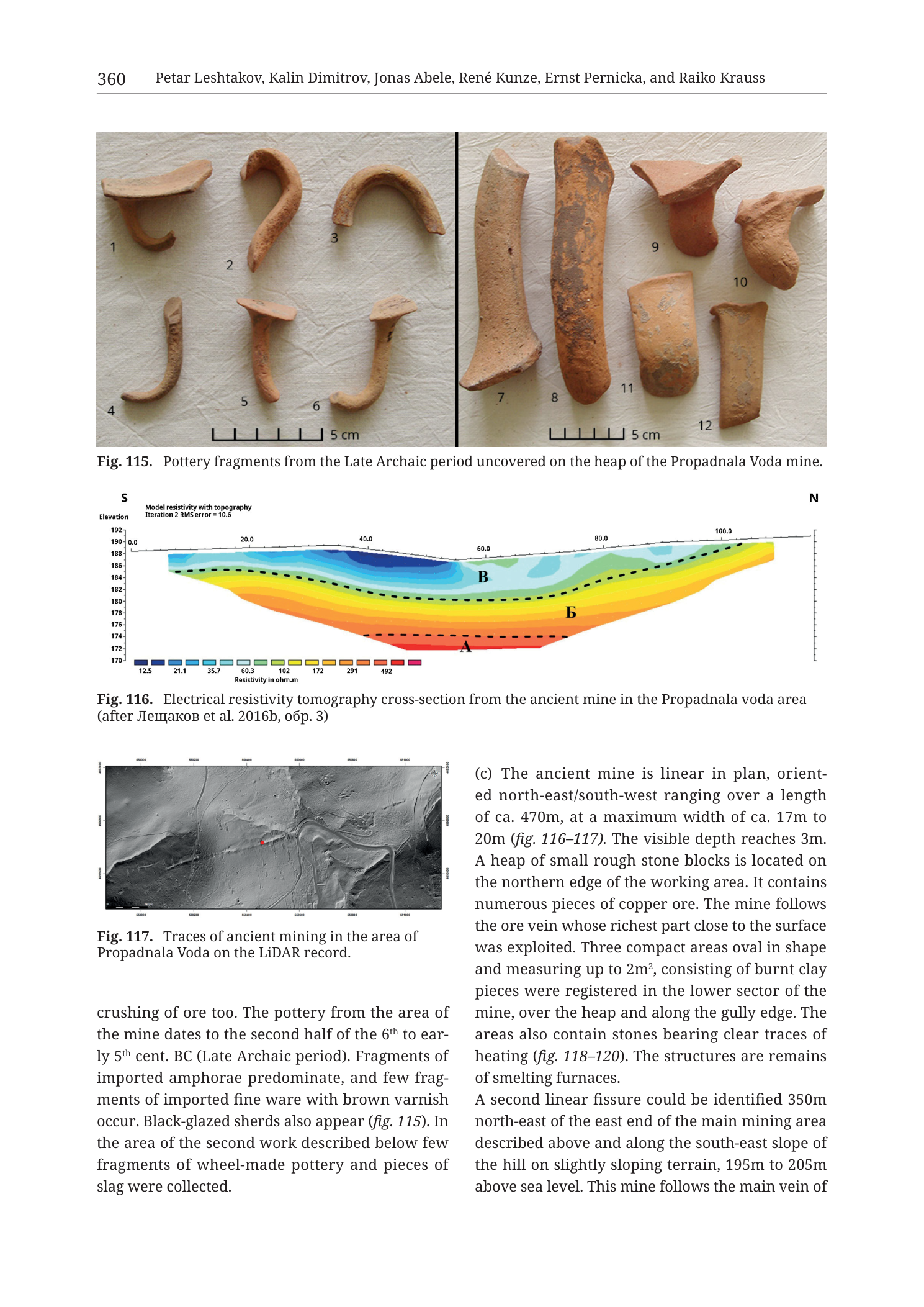 p. 360 (printed header); catalogue entry 36 continued; Figs. 115–117